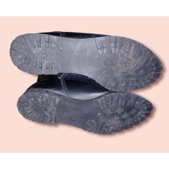 Lands End Womens Knee High Riding Boots Black Leather Stretch Pull On 6 1/2B - Picture 3 of 6